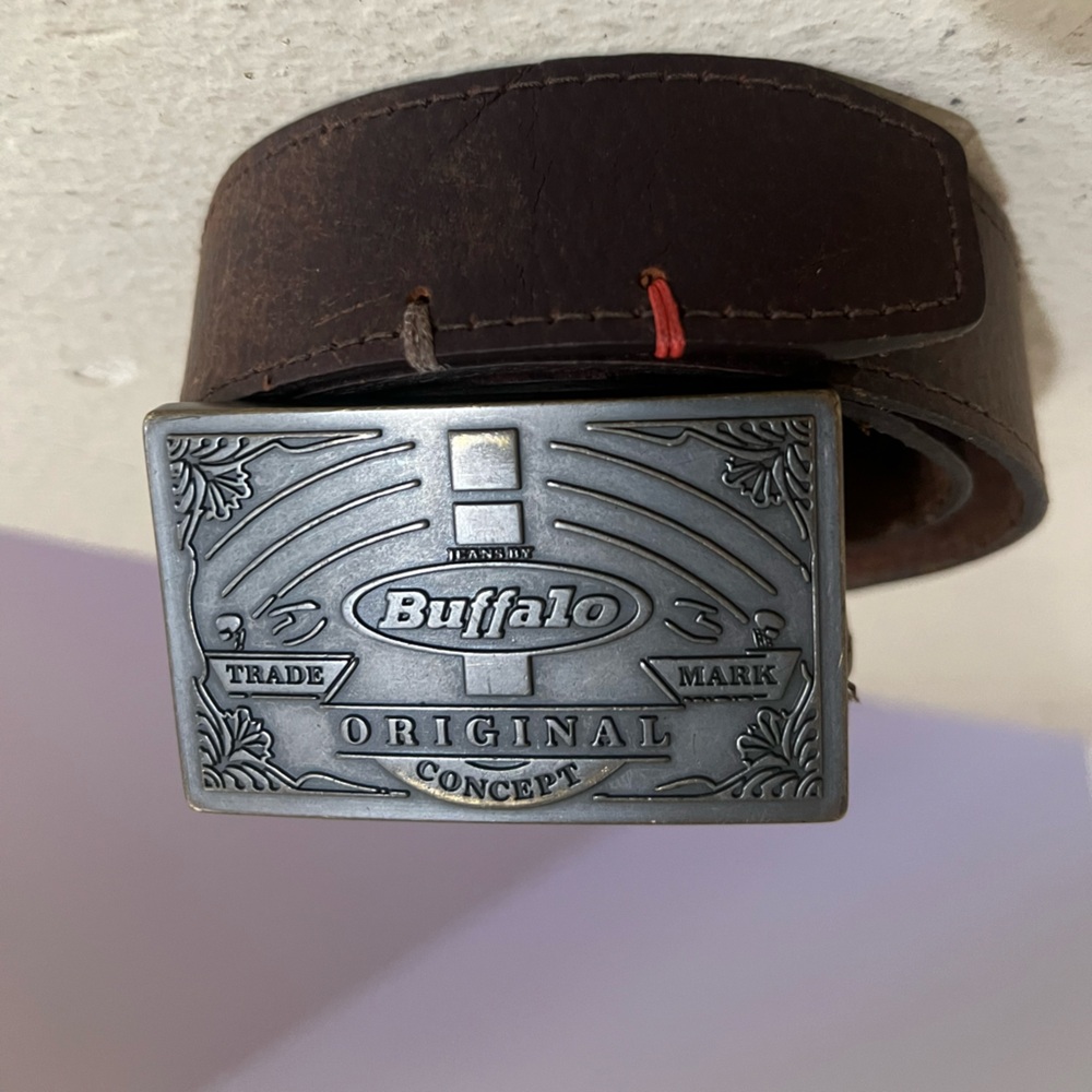 Vintage Men’s buffalo Original Distressed Brown leather belt Small